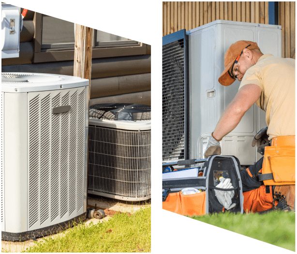 Air conditioning units and technician.